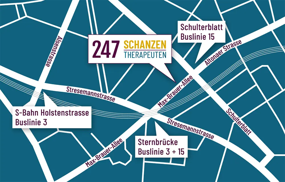 Lageplan zur Physiotherapie Praxis Schanzentherapeuten